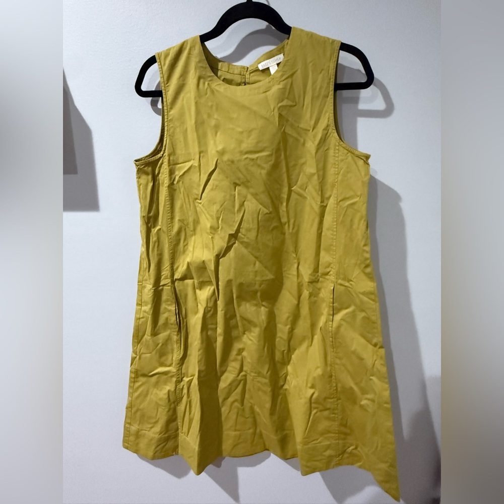 EILEEN FISHER Sleeveless Organic Stretch Cotton Dress In Light Chicory Mustard S